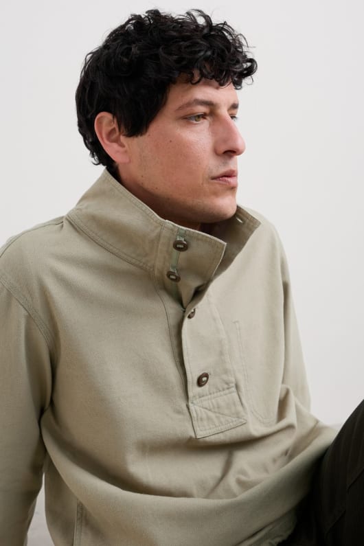 männer s clay stone bio-baumwolle pullover kittel