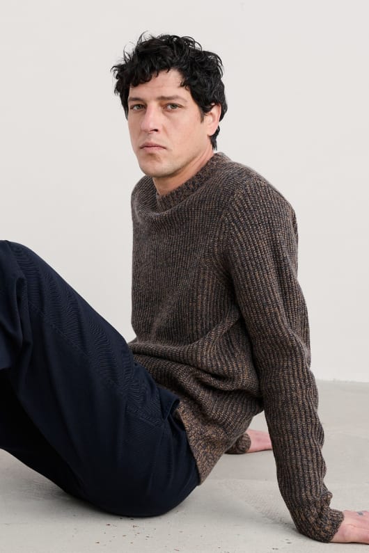 men s wheelwright gerippte lambswool blend jumper