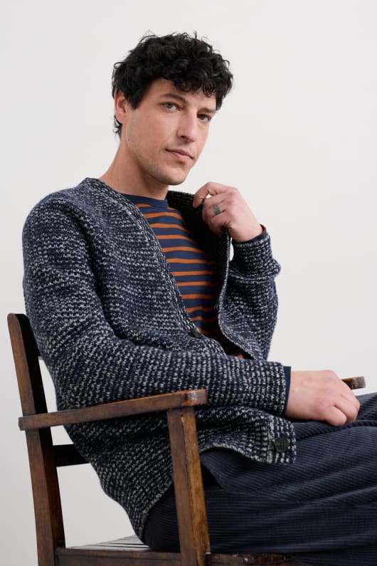 männer tresawls strickjacke gemacht mit lammfell