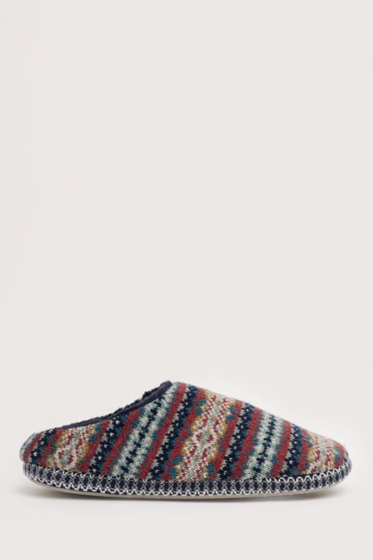 nachts im wald men s fair isle knitted slipper