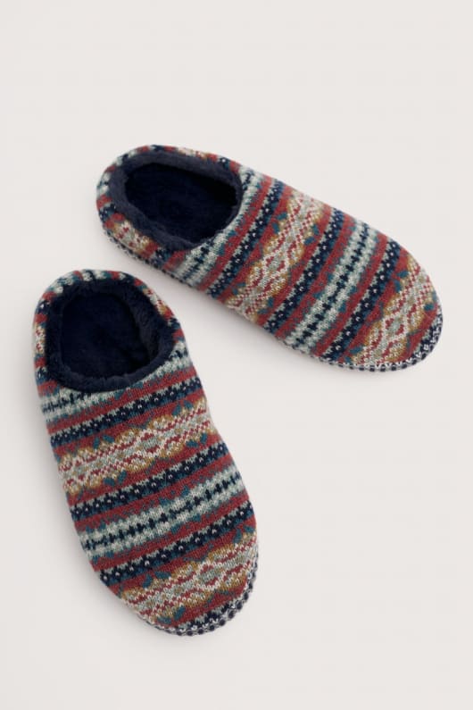 nachts im wald men s fair isle knitted slipper