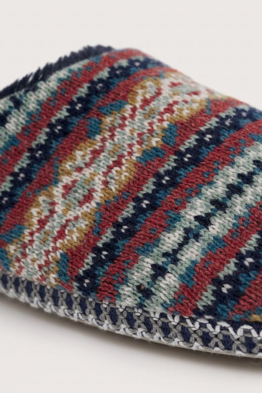 nachts im wald men s fair isle knitted slipper