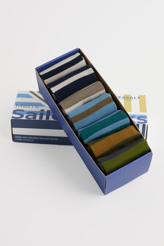 geschenk-box von 7 men s striped sailor socken