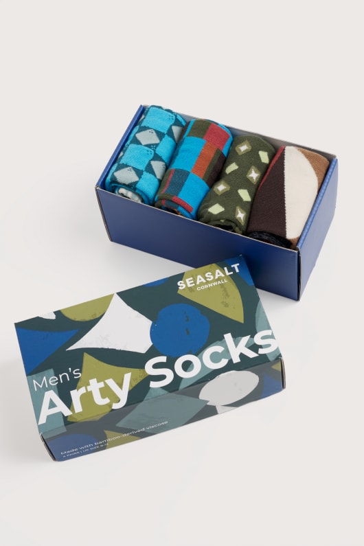 geschenkbox mit 4 männer-geometrische arty socken