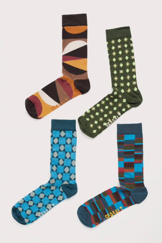 geschenkbox mit 4 männer-geometrische arty socken