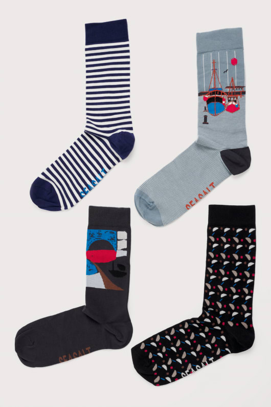 geschenkbox mit 4 männer-boots-seemann socken