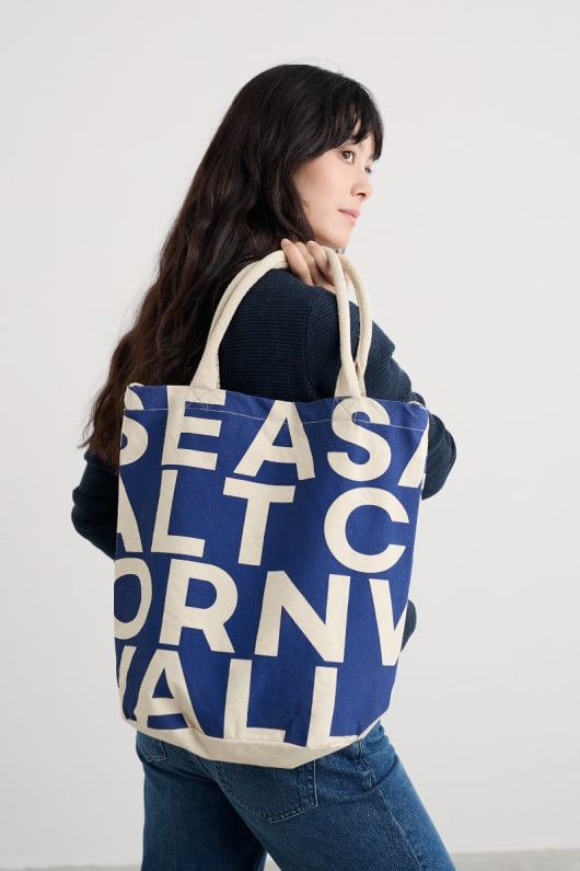 canvas letters logo tote bag