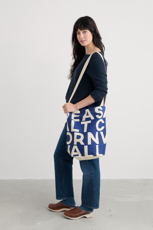 canvas letters logo tote bag