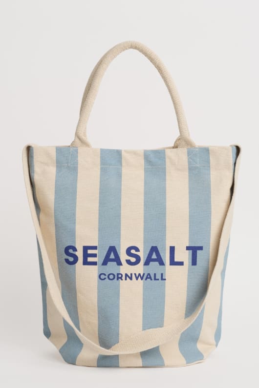 canvas stripe logo tote bag