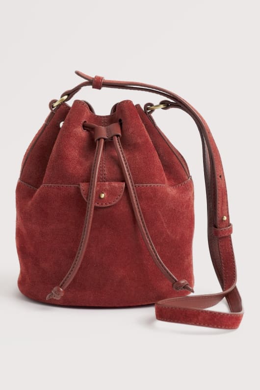 mor flut wildleder eimer tasche