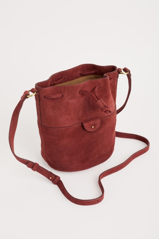 mor flut wildleder eimer tasche