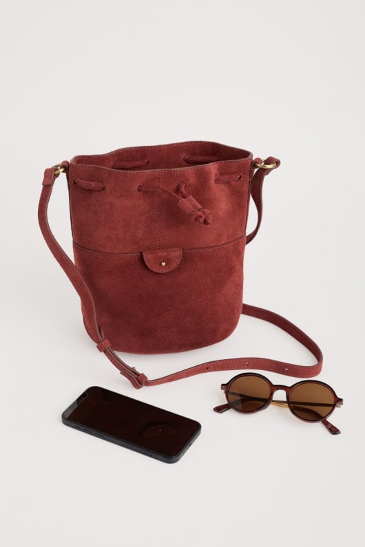mor flut wildleder eimer tasche