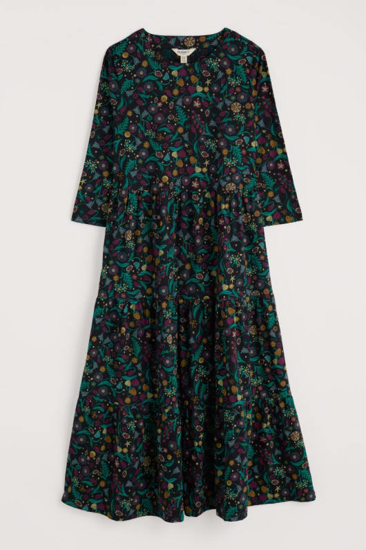 striche tiered kleid in gots-zertifizierte bio-baumwolle jersey