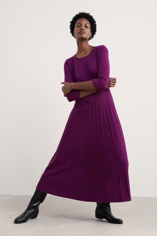 folk-song-gestrickte midi kleid