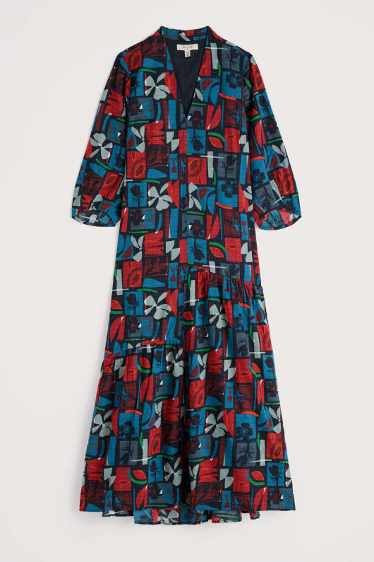 windblown tiered v-ausschnitt kleid