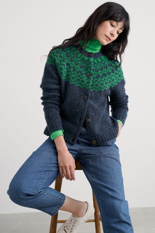 port kinnis fair-isle-strickjacke mit merino