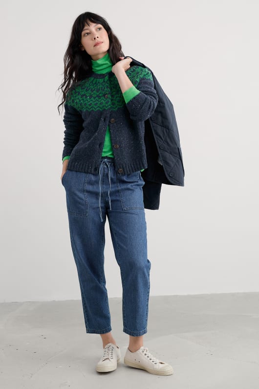 port kinnis fair-isle-strickjacke mit merino