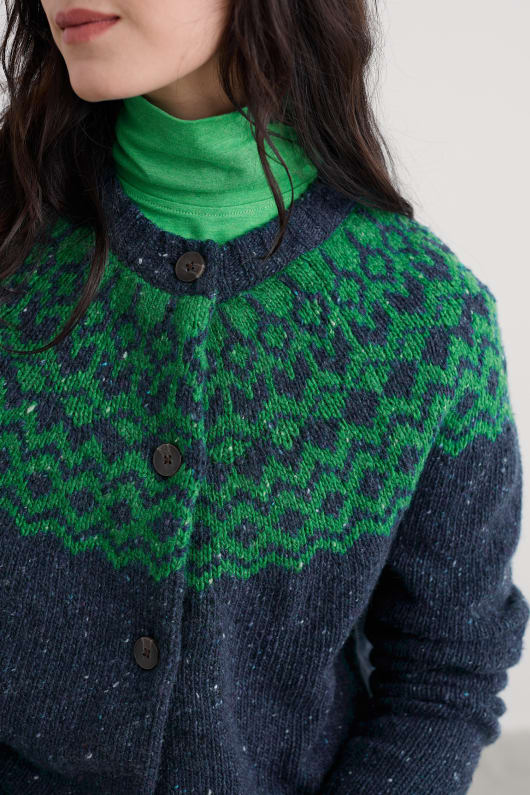 port kinnis fair-isle-strickjacke mit merino