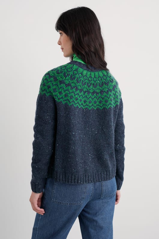 port kinnis fair-isle-strickjacke mit merino