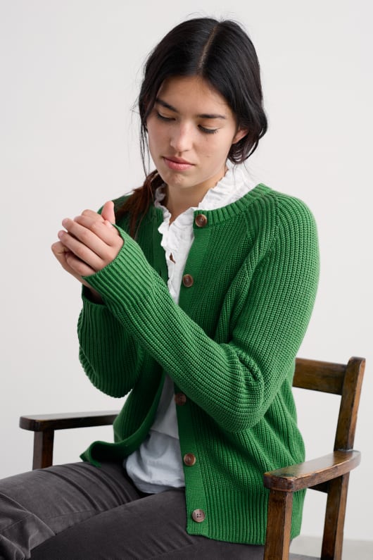 töpfer wiese bio-baumwolle gestrickt strickjacke