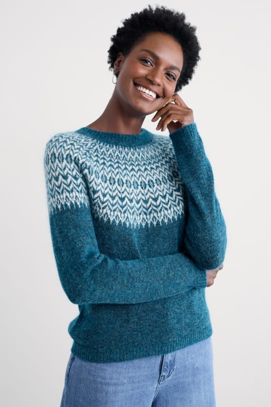 fichte frost mohair-blend fair isle jumper
