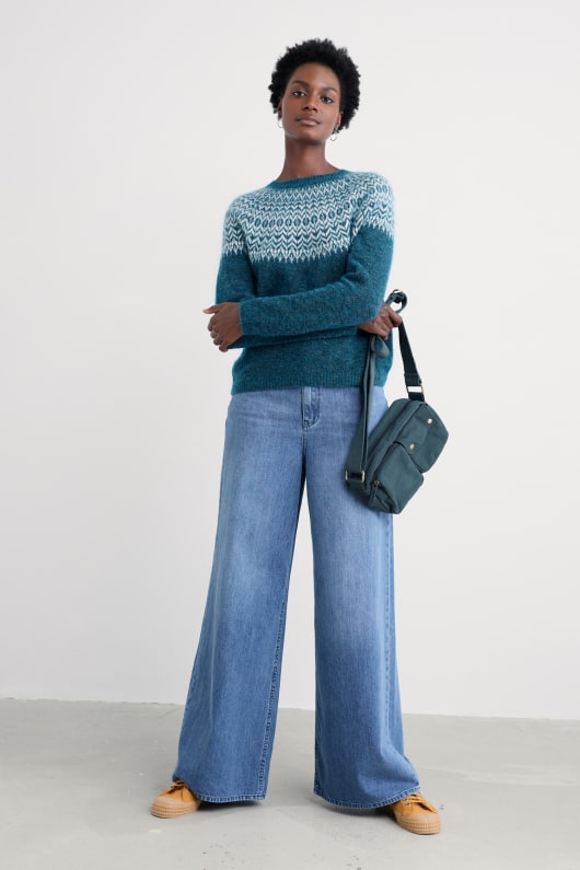 fichte frost mohair-blend fair isle jumper