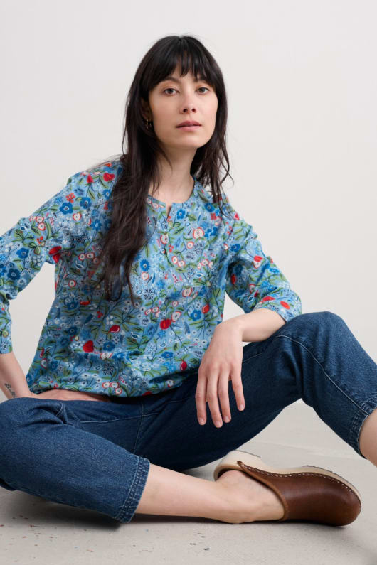 wasserfarben skizze 34 sleeve top in gots-zertifizierte bio-baumwolle