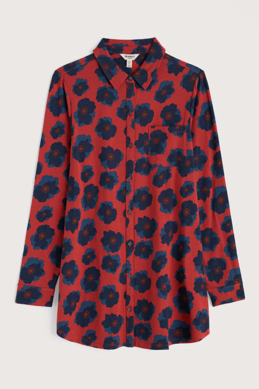 taube pflanze jersey button-through tunika