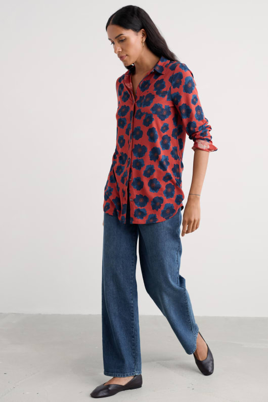 taube pflanze jersey button-through tunika