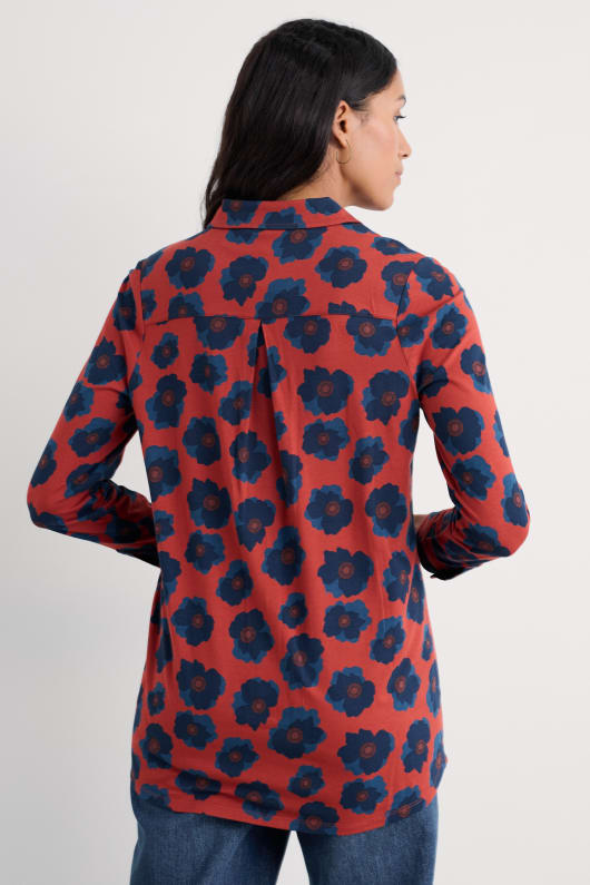 taube pflanze jersey button-through tunika