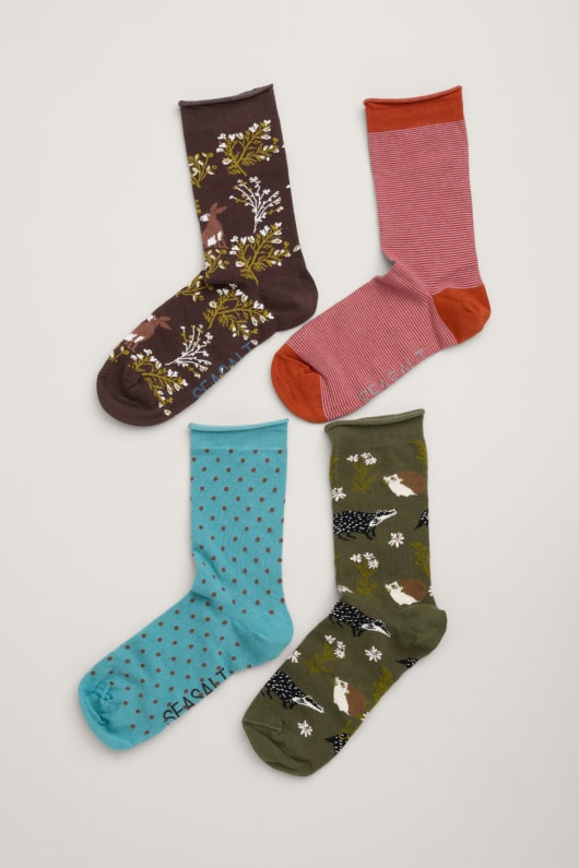 geschenkbox mit 4 wildlife-muster-frauen matrosen socken
