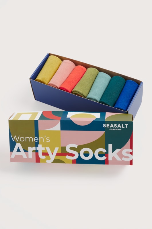 geschenk-box von 7 women s arty socks plain