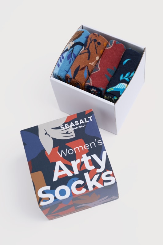 geschenkbox mit 4 frauen arty vogel-socken