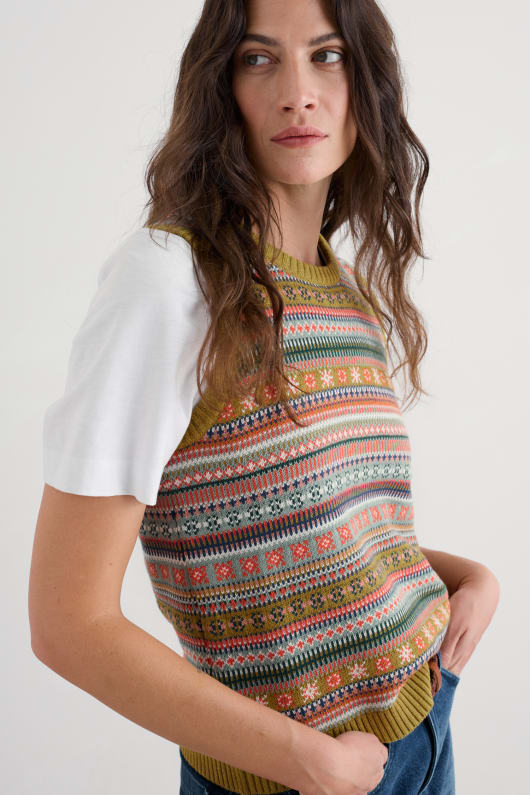 cove cottage fair isle knitted vest