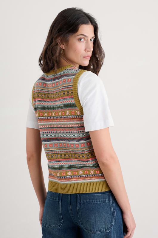 cove cottage fair isle knitted vest
