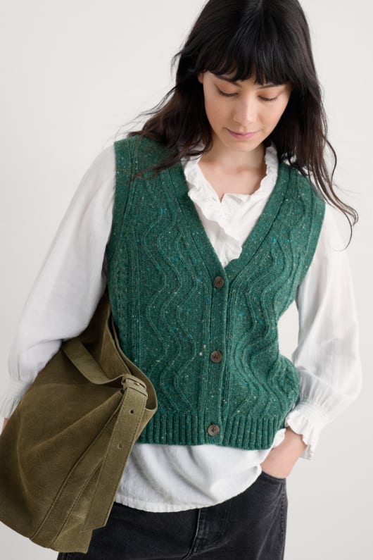 pendouer v-hals button-up-gestrickte weste