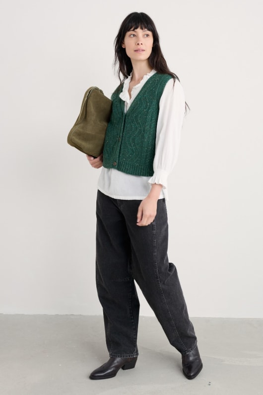 pendouer v-hals button-up-gestrickte weste