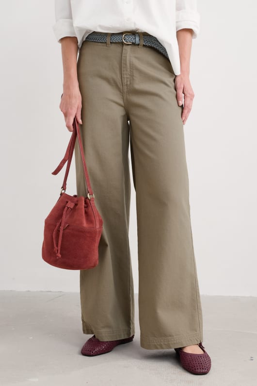 milly wide leg denim hosen