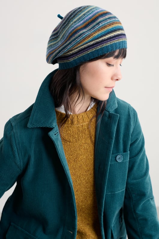 fruchtig gestrickte baskenmütze